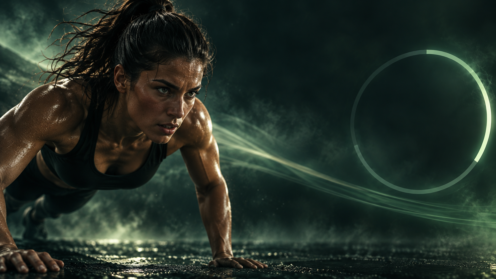 Focused athlete between intervals